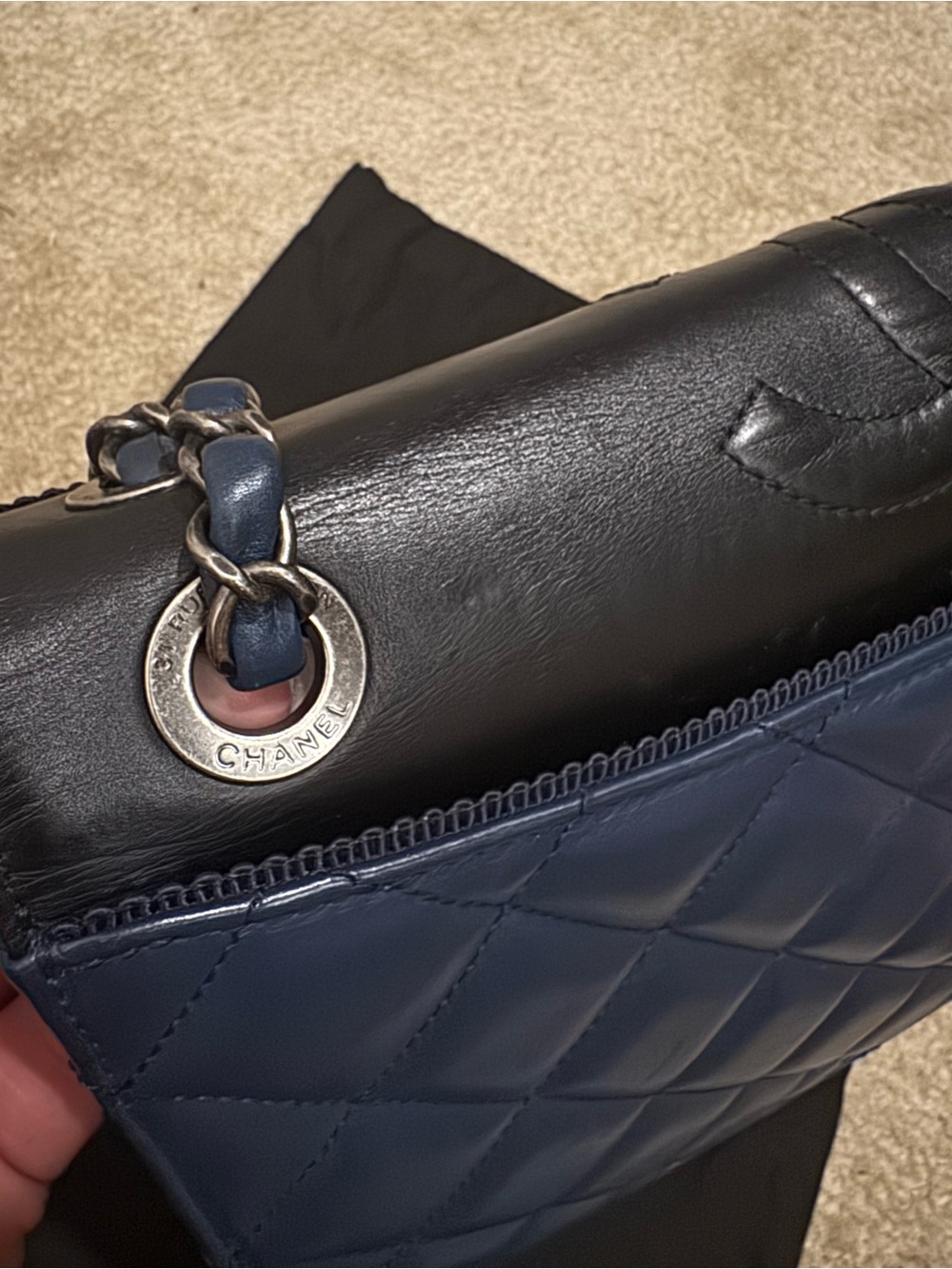 CHANEL Quilted Shoulder Bag in Navy with Silver Hardware - Picture 7 of 8